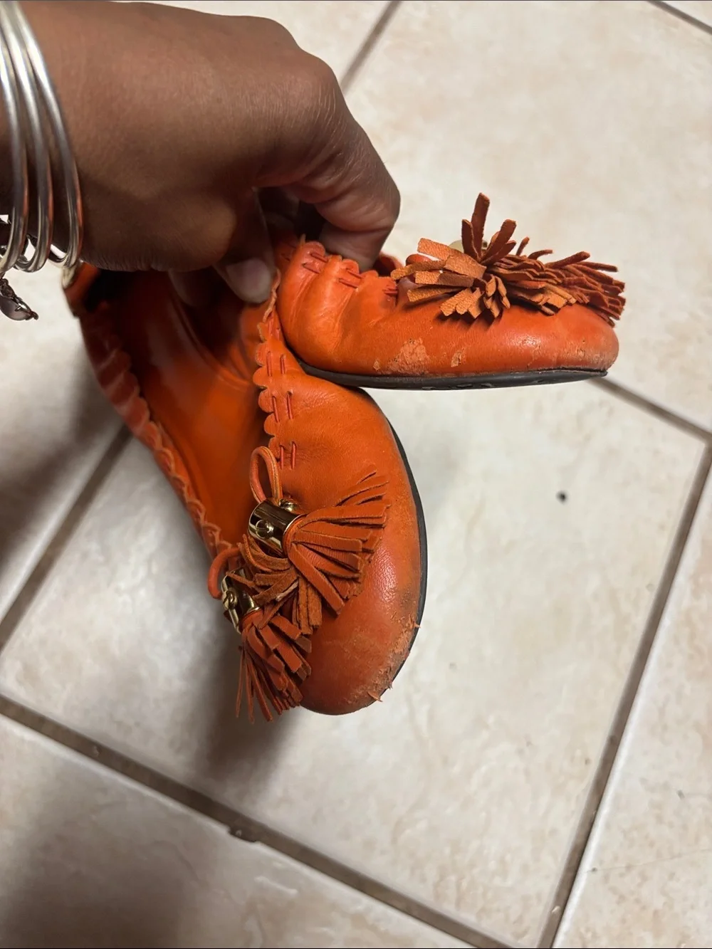 Tory Burch Reese Flat Equestrian Orange 8.5m
